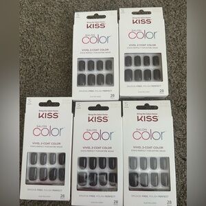 5 sets of KISS brand glue on press on nails black/dark purple